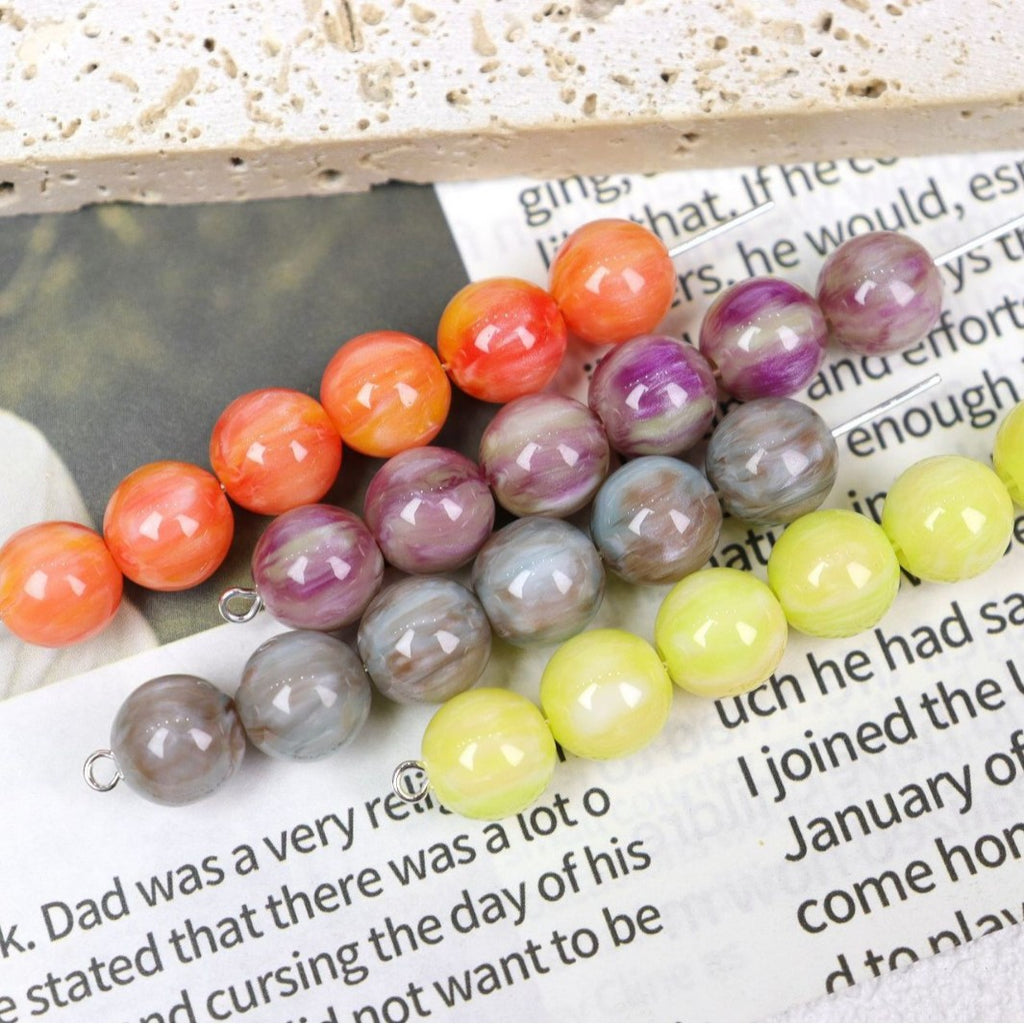 Monet Style Round Resin Beads 10mm with 2.1mm Hole 100pcs 5
