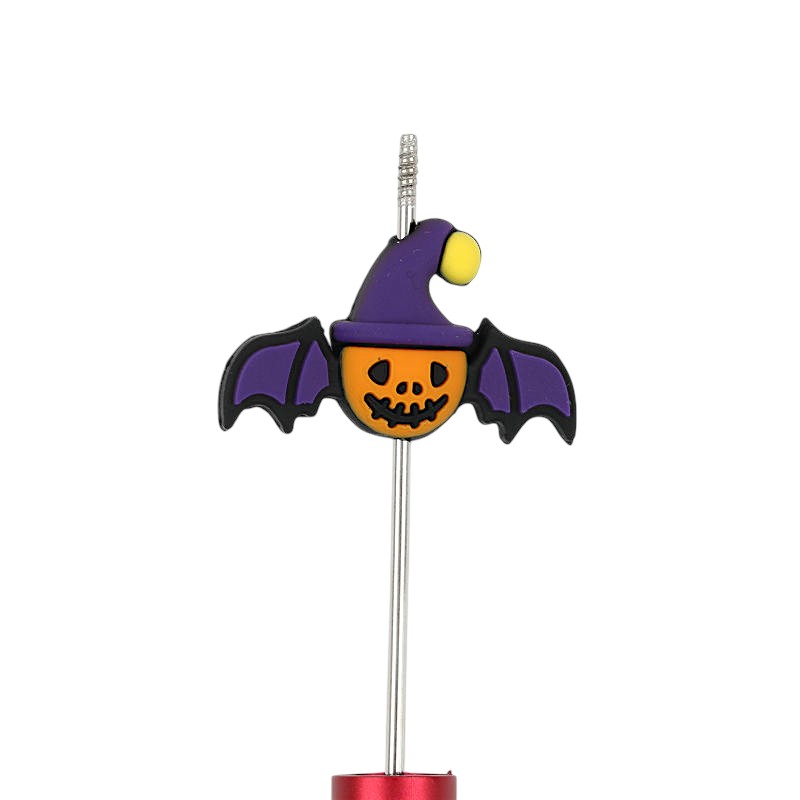 Silicone 3D Focal Beads Halloween Witch Bat Red Wings Skull Faces 20pcs 2