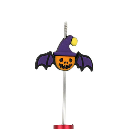 Silicone 3D Focal Beads Halloween Witch Bat Red Wings Skull Faces 20pcs 2
