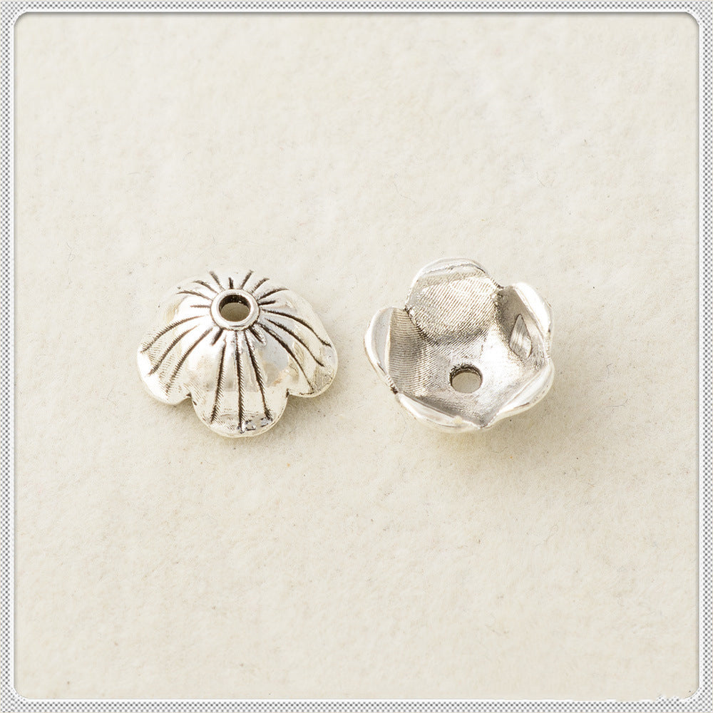 Alloy Five-Petal Bead Caps 12mm Chubby Bright Silver 100pcs 3
