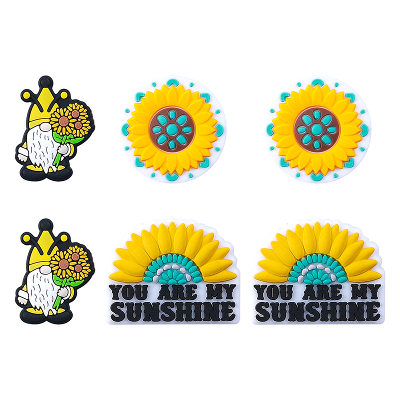 Silicone Focal Beads Daisy You Are My Sunshine Text 20pcs