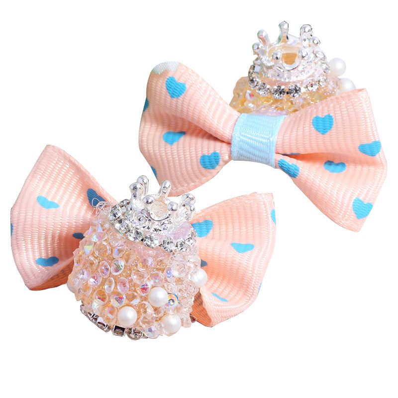 Fancy Heart Bow Acrylic Beads with Rhinestones 23mm 3pcs 5