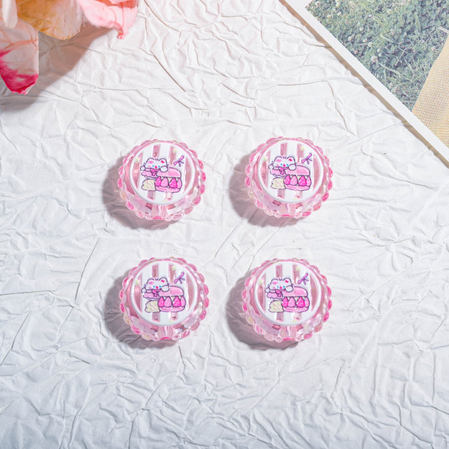 20mm Round Dopamine Color Cookie Style Acrylic Beads 20pcs 4