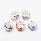 Glass Flower Pattern Spacer Beads 15mm Large Hole 20pcs
