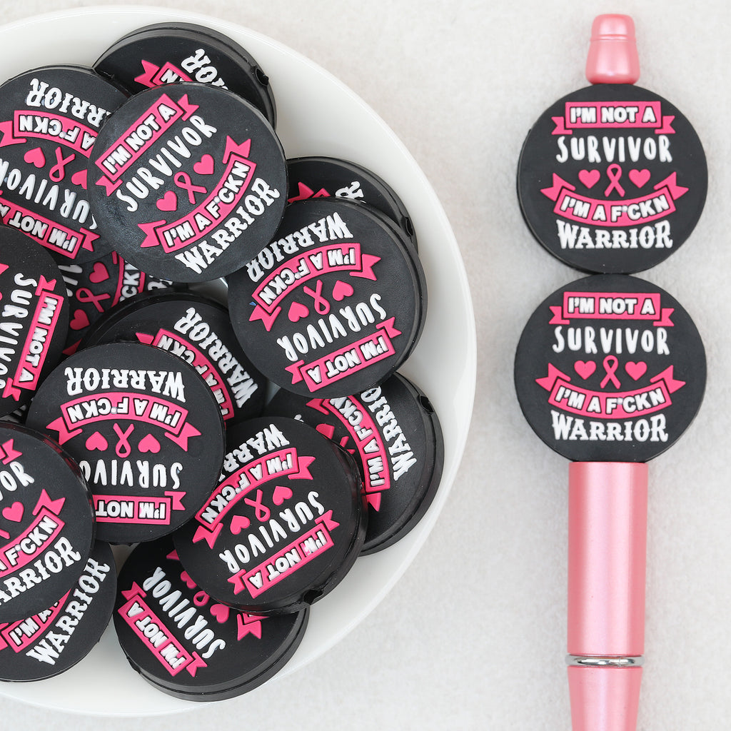  I Am A Fearless Cancer Fighter Round Silicone Focal Beads 20Pcs