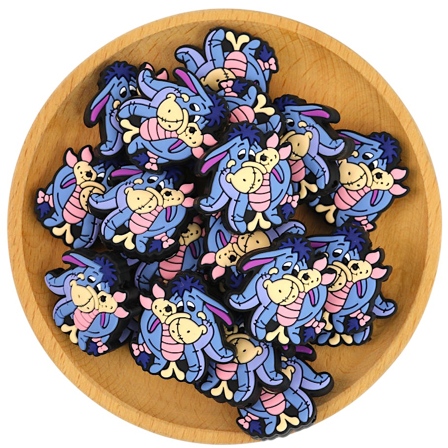 Silicone Focal Beads Disney Eer Piggy Smiling Face Embrace 20pcs 3