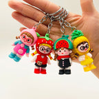 PVC Fruit Girl Keychain Soft Rubber Cartoon Character Charm