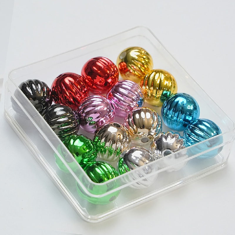 Plated Pumpkin Acrylic Beads 14mm Glossy Metallic Colors 50pcs