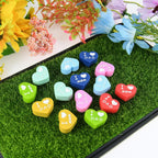 Love Heart Silicone Beads Printed Design 20pcs 13