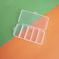 Clear Plastic Organizer Boxes Slim 5 Compartment 13cm 4pcs