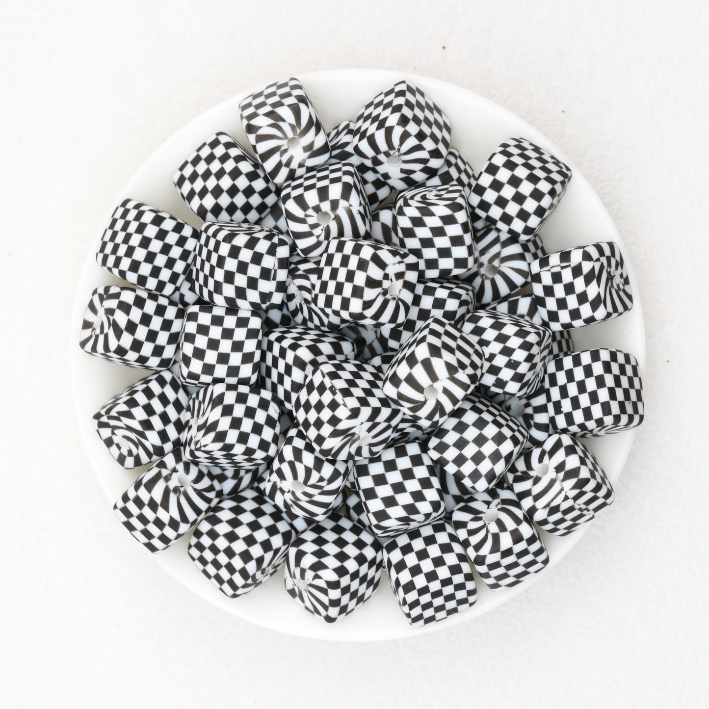 Geometric Pattern 13.5mm Square Silicone Beads with 2.5mm Hole 50pcs 5