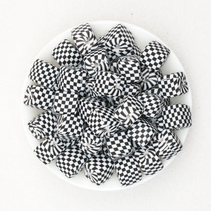 Geometric Pattern 13.5mm Square Silicone Beads with 2.5mm Hole 50pcs 5