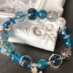 Lampwork Glass Beads Round 12 14mm Dual Color Filigree Glitter 50pcs 4
