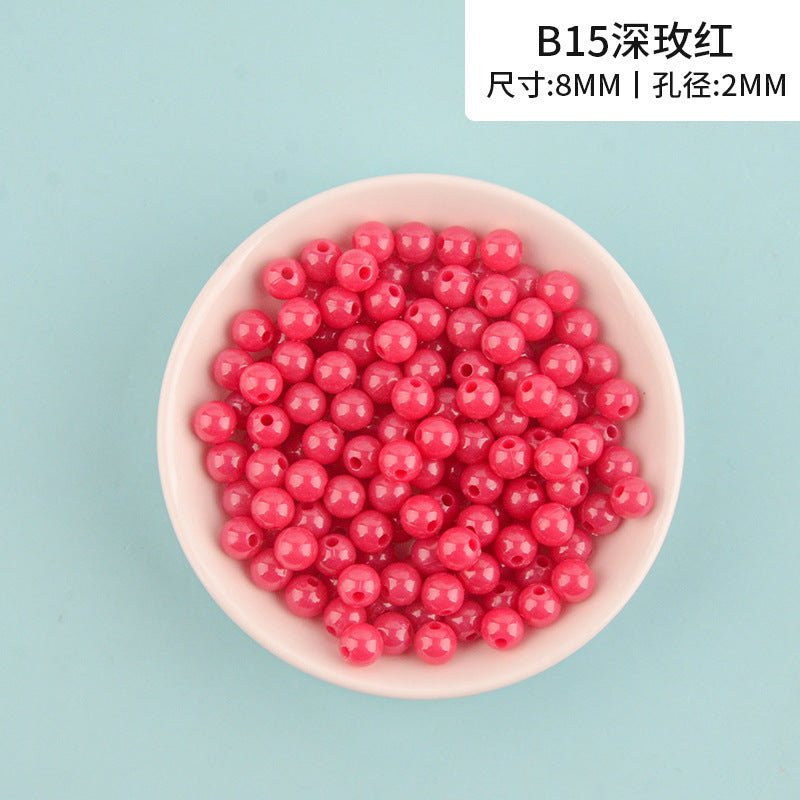 Solid Color Round Acrylic Beads 8mm 100g 11