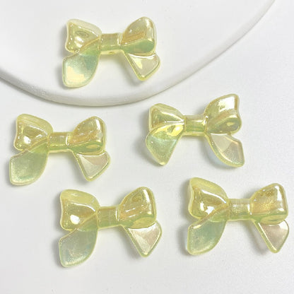 Glow Bowknot Acrylic Beads 24x32mm Iridescent Light In The Dark 10pcs 10