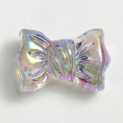 Transparent Bow Knot Acrylic Beads 14x26mm Iridescent 50pcs 10