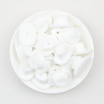 Western Style Silicone Cowboy Hat Focal Beads 20pcs - White