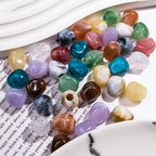 Imitation Jade Acrylic Beads 15mm Large Hole Ink Color 50pcs 6