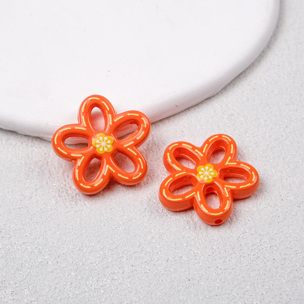 Hollow Dotted Line Sakura Flower Acrylic Beads 25mm 20pcs 16