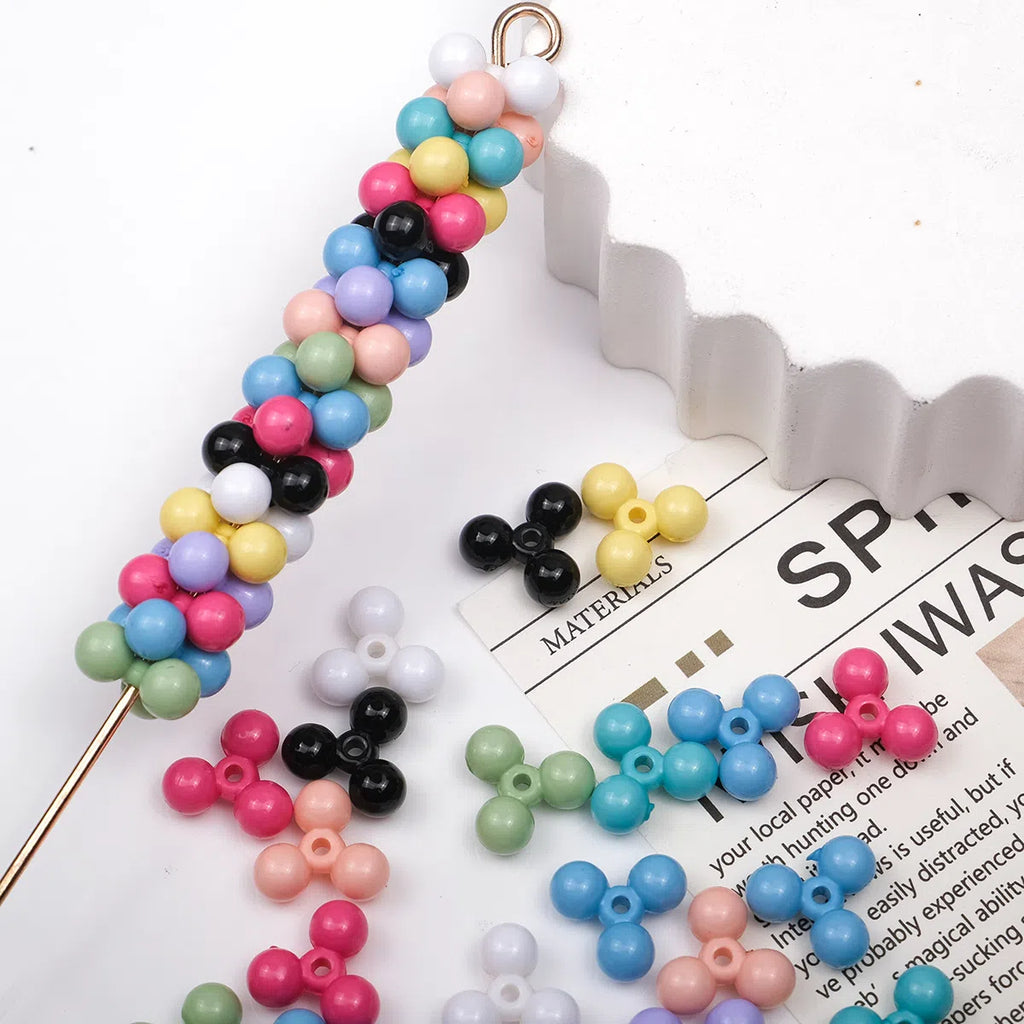 Acrylic Three-Spherical Spacer Beads 13mm Solid Color Baking Painted 500pcs