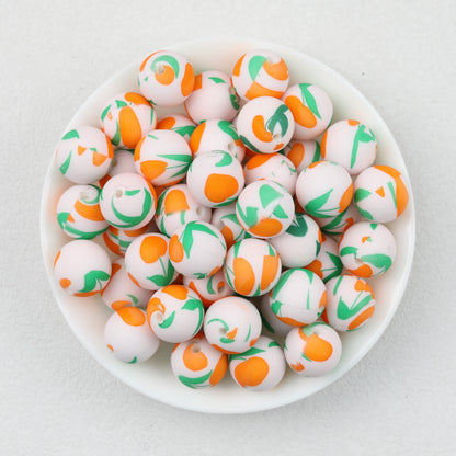 15mm Fruit Pattern Printed Silicone Round Beads 50pcs 4