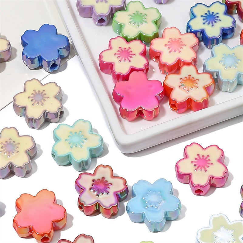 Ombre Sakura Flower Acrylic Beads 20mm Assorted Colors 4pcs 3
