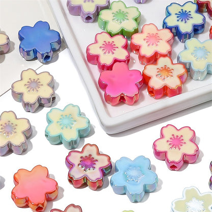 Ombre Sakura Flower Acrylic Beads 20mm Assorted Colors 4pcs 3