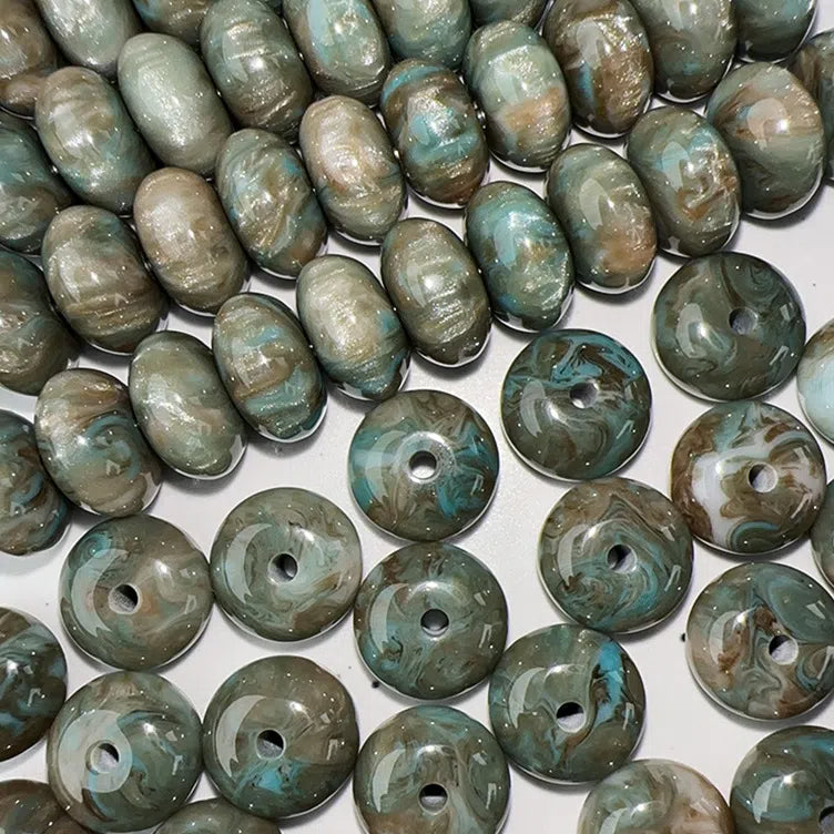 Resin Spacer Beads 10mm Imitation Oil Painting 100pcs