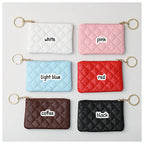 Wallet Keychain Coin Purse Plaid Simple Solid Color