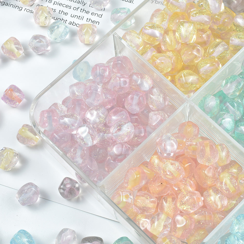 Resin Octagonal Faceted Candy Heart Beads 10mm Sparkling 100pcs 3