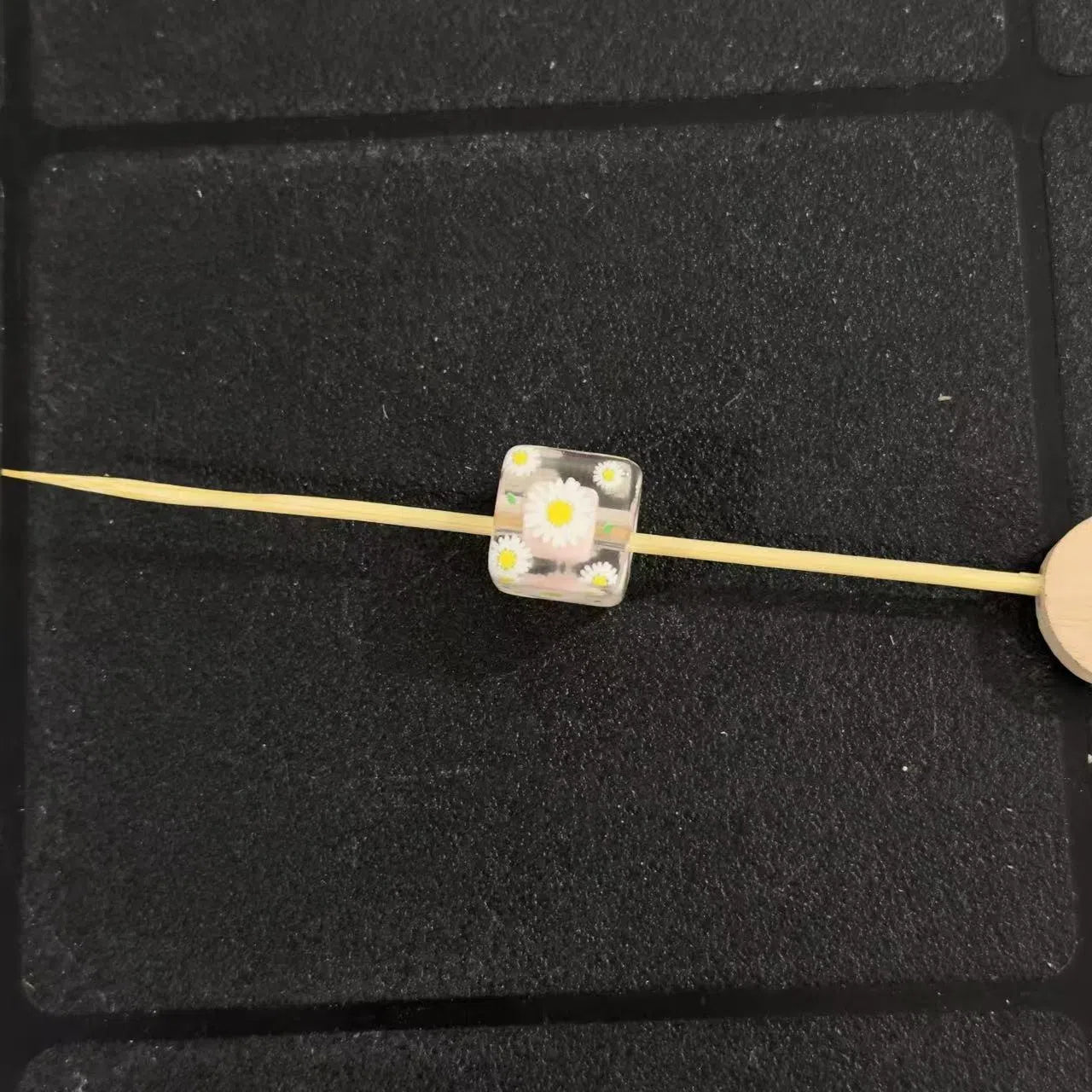 Daisy Pattern Acrylic Square Beads 14mm Pastel Colors 10pcs 5