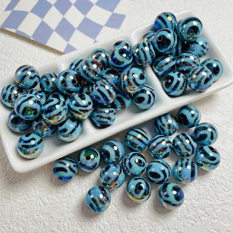 Zebra Stripe Acrylic Beads 16mm Printed UV Finish 10pcs 4