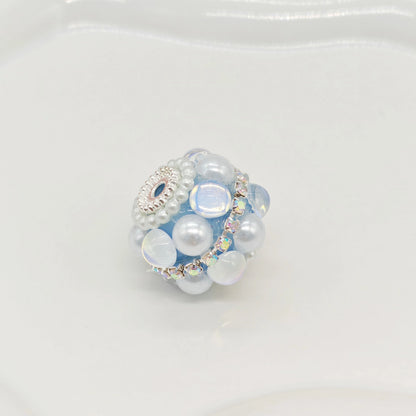 Rhinestone Bubblegum Beads 18mm Pearl Encrusted Round 4pcs 13