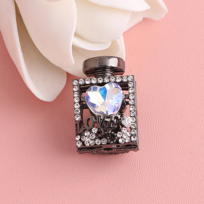 Fancy Alloy Perfume Bottle Charm Beads with Heart and Rhinestones 2pcs 26