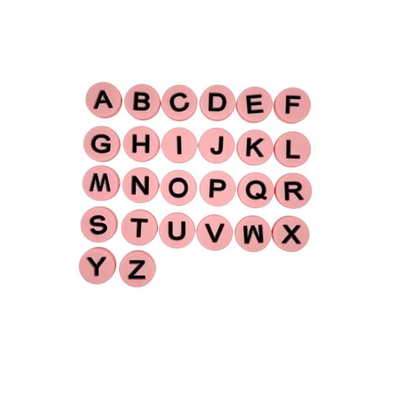 15mm Silicone Letter Beads Flat 7 Color Alphabet Mix A-Z 26pcs 7