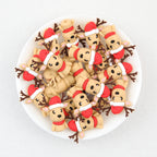 3D Christmas Reindeer Silicone Focal Beads Wholesale, Santa Hat Red Scarf Design