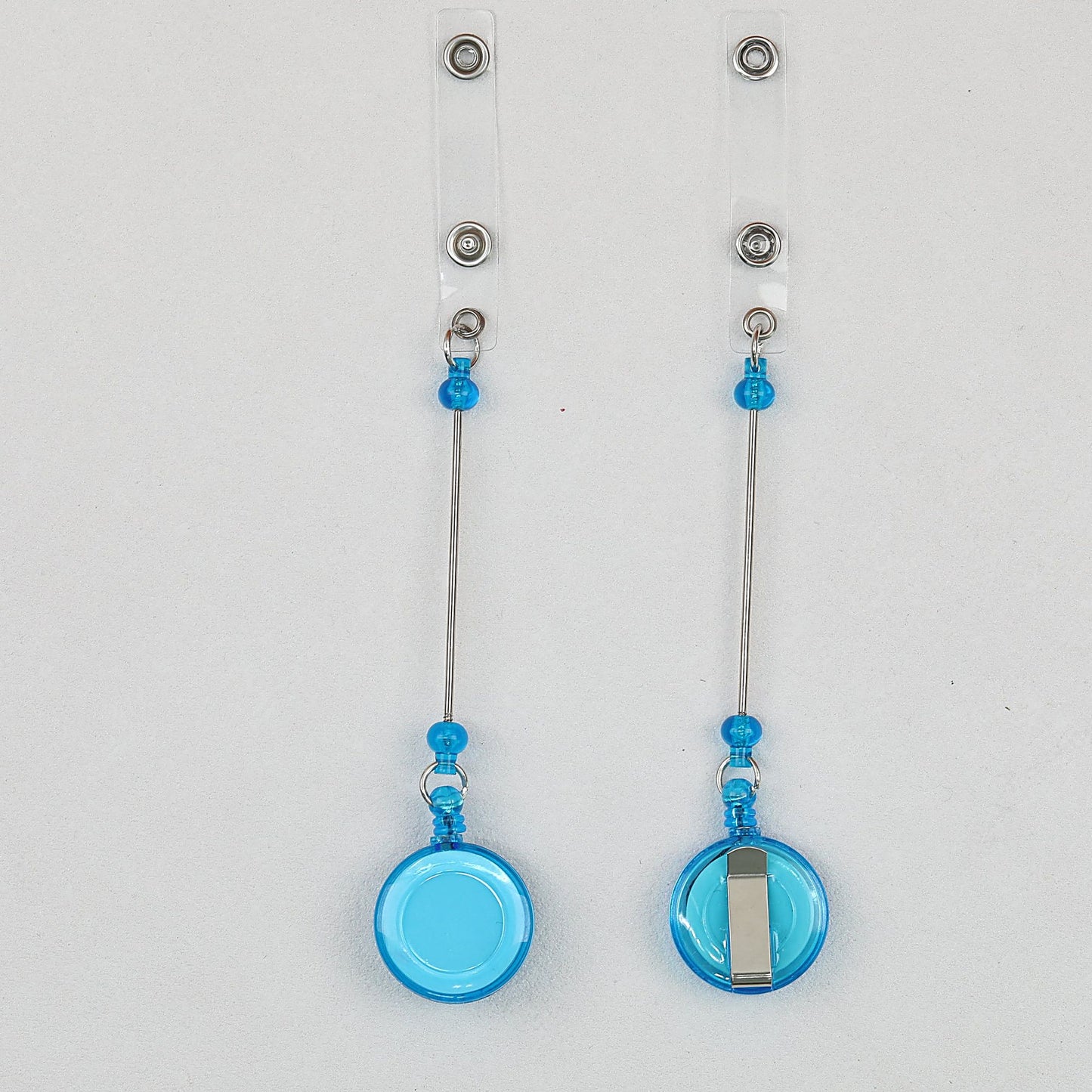 Beadable Badge Reels Retractable ID Keychain Clip - Transparent light blue