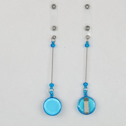 Beadable Badge Reels Retractable ID Keychain Clip - Transparent light blue
