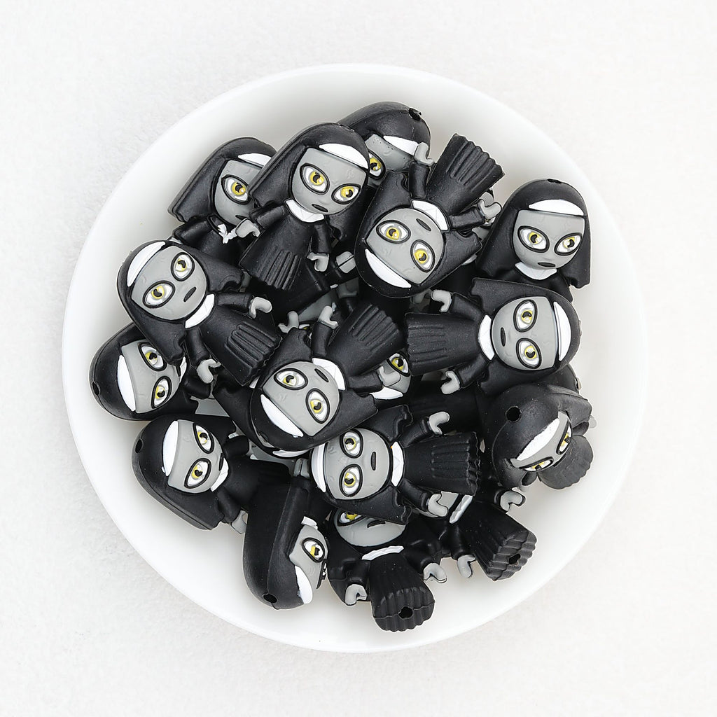 Halloween Black Nun 3D Silicone Focal Beads 20pcs