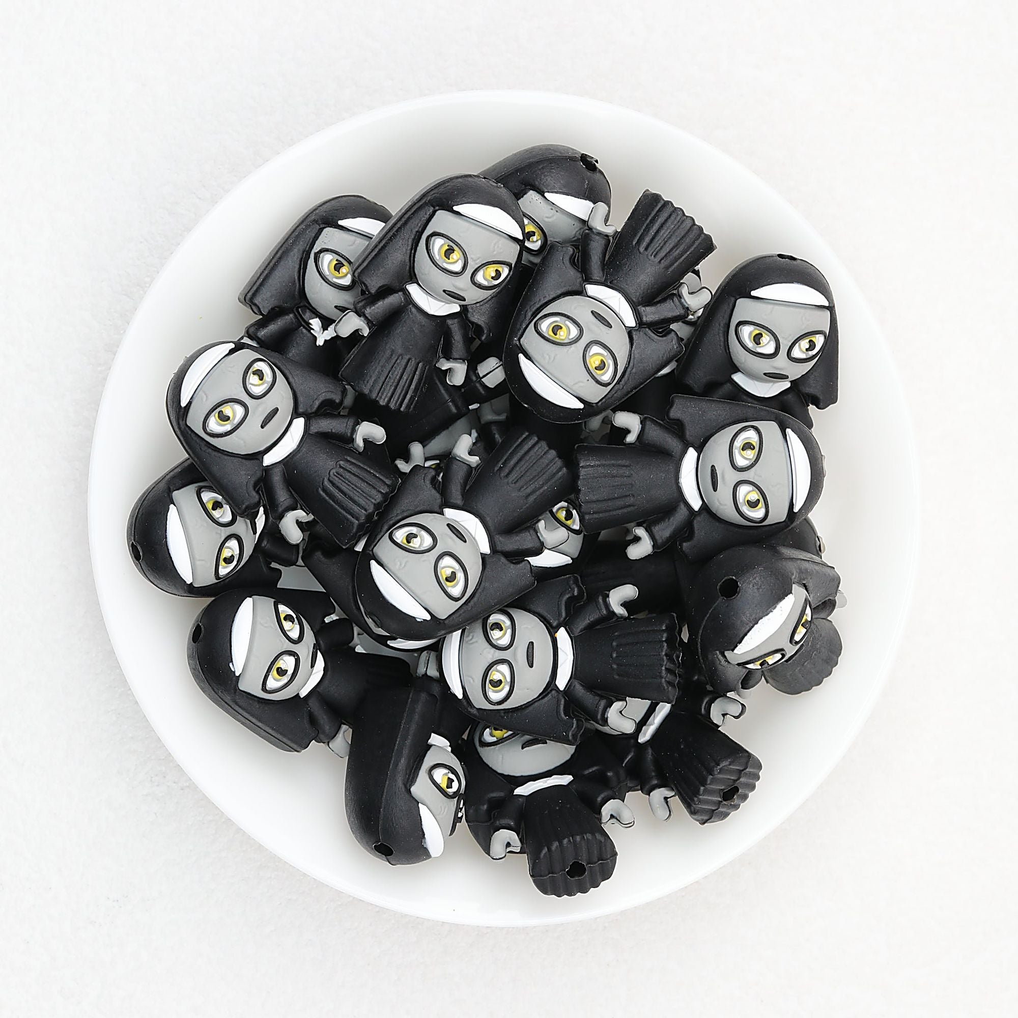 Halloween Black Nun 3D Silicone Focal Beads 20pcs