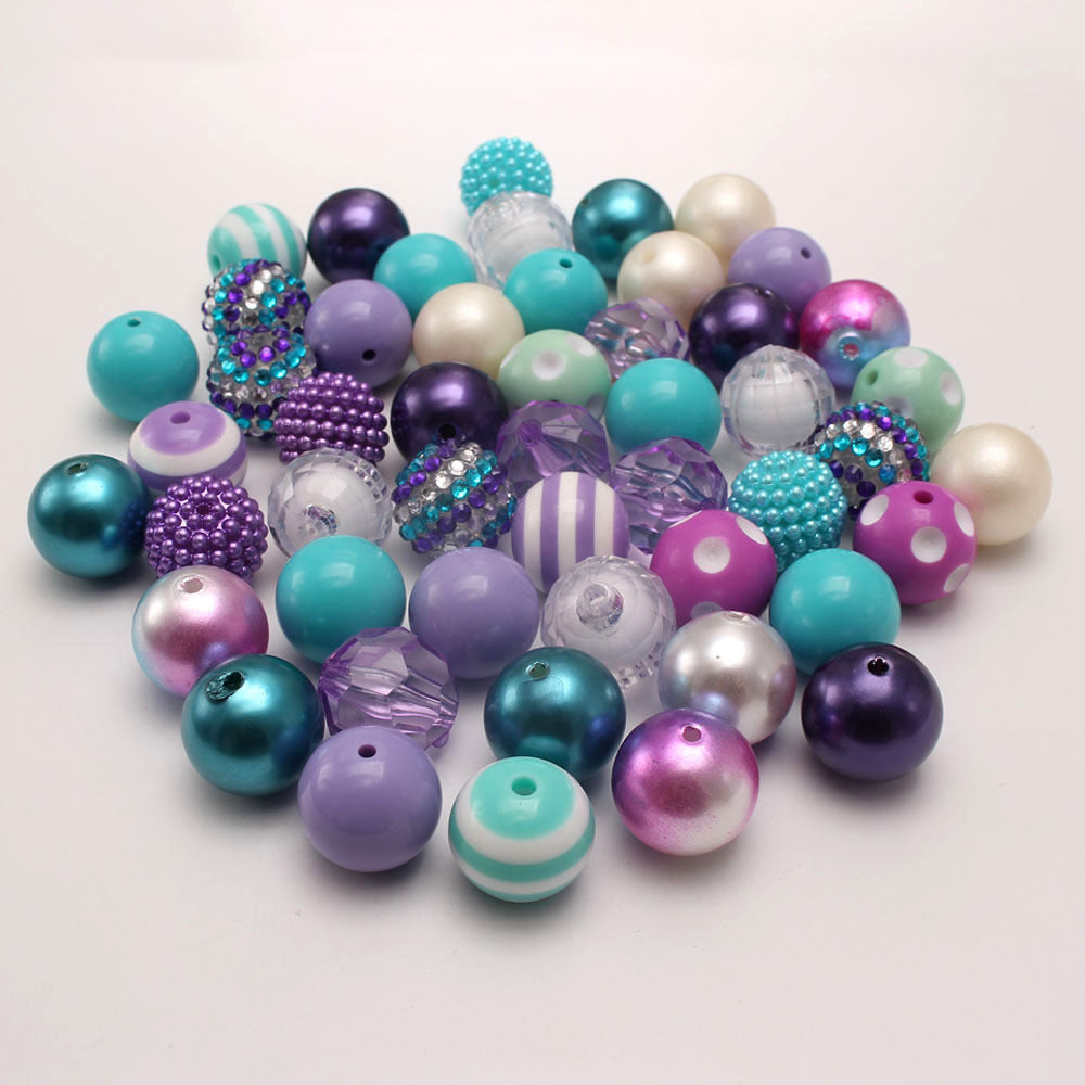 Bubblegum Beads 20mm Aqua Lavender Fuchsia Chunky Mix 50pcs 2