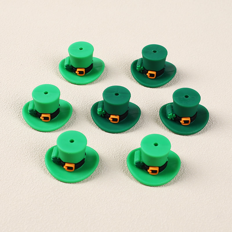 Silicone 3D Focal Beads St Patrick Day Lucky Cap With Shamrock Buckle