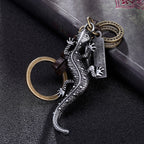 Alloy Gecko Lizard Keychain Antique Silver Vintage Style 4