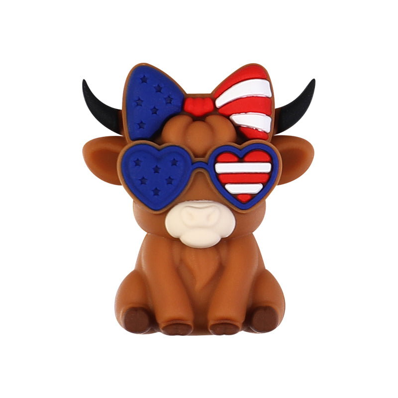 Silicone 3D USA Independence Day Focal Beads Patriotic Symbols 20pcs 14