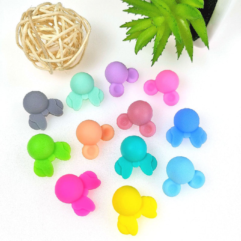 Silicone Focal Beads Mickey Minnie Mouse Ear Design Smooth Matte 20pcs 4