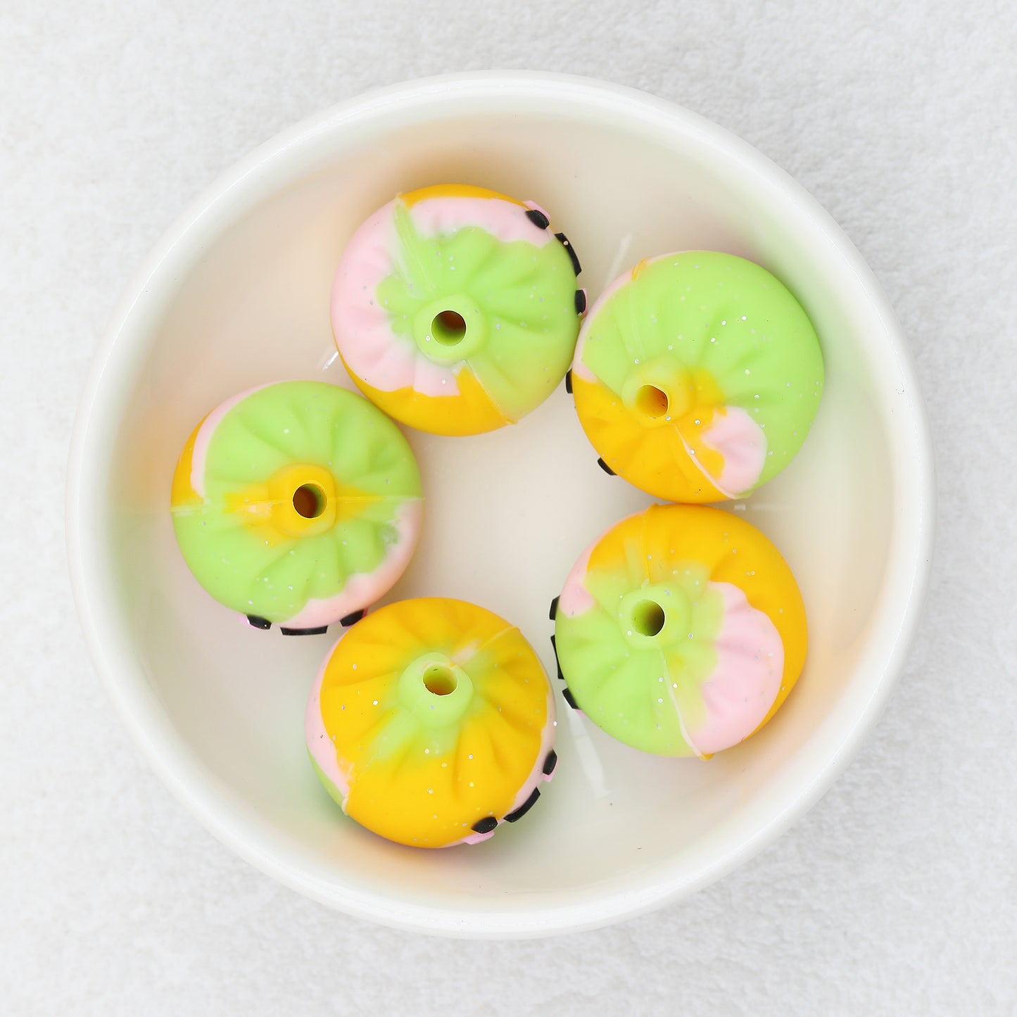 Colorful 3D Glittered Silicone Steamed Stuffed Bun Focal Beads 20pcs 10