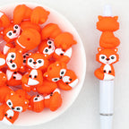 3D Orange Cute Tail Fox Silicone Focal Beads 20Pcs 