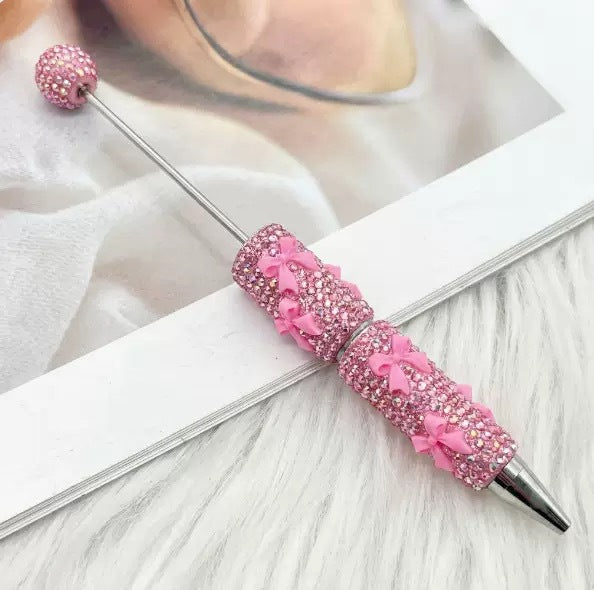 Beadable Pen with Rhinestone Bow Decoration 26