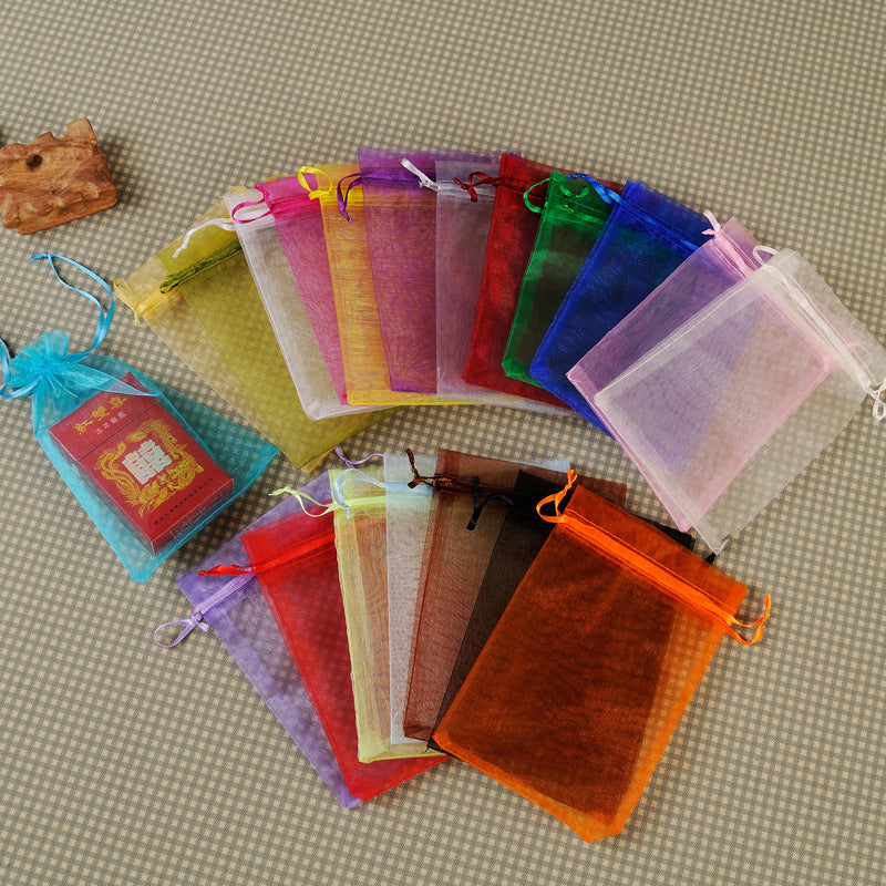 Organza Drawstring Bags Rectangular 30x40cm Solid Colors 100pcs 2