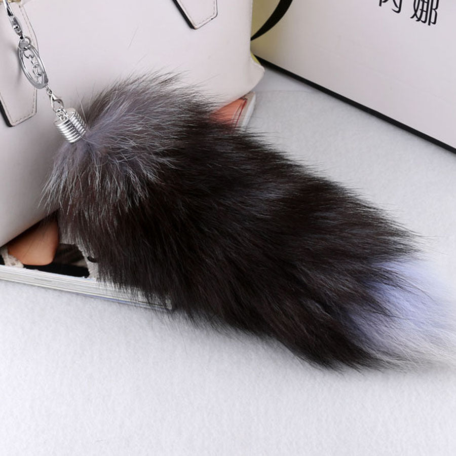 Plush Fox Tail Keychain Soft Natural Fur Pom Pom Charm 7